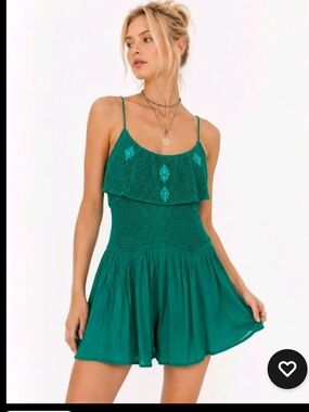 Free People New Romantics Smocked Ruffle Romper